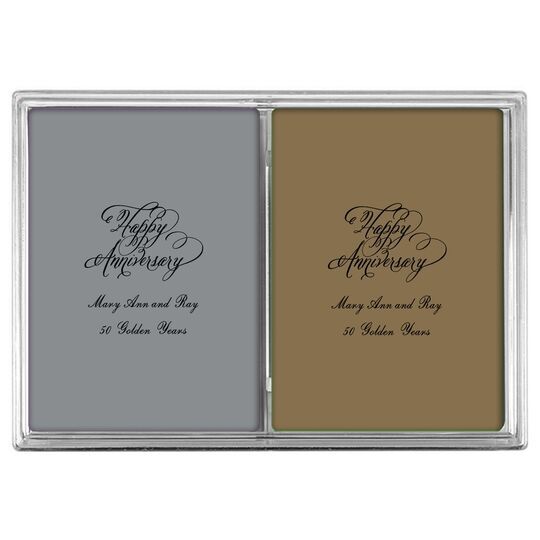 Elegant Happy Anniversary Double Deck Playing Cards